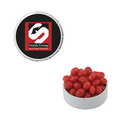 Small White Snap-Top Mint Tin Filled w/ Cinnamon Red Hots